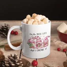 Tasse Céramique Noël "On the Nice List" 330ml - Mug Coloré pour Café, Cadeau de Noël