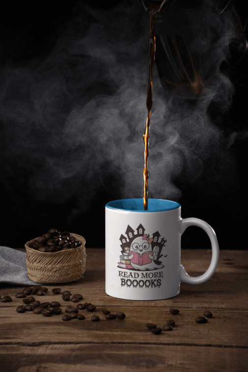 Tasse Céramique Halloween - Mug Anse et Bord Coloré "Cute Ghost Read More Booooks" - Cadeau Parfait pour Amateurs de Livres et Café – Image 4