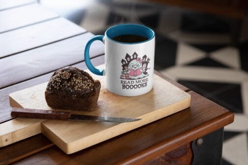 Tasse Céramique Halloween - Mug Anse et Bord Coloré "Cute Ghost Read More Booooks" - Cadeau Parfait pour Amateurs de Livres et Café – Image 2
