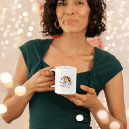 Tasse en Céramique avec impression à l’intérieur, motif Noël décor extérieur -Bonhomme de Noël-